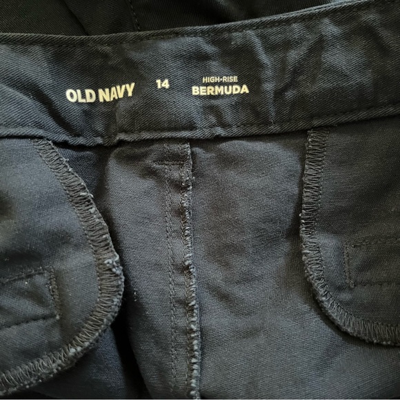 Old Navy Dark Blue High-Rise Bermuda Shorts with Adjustable Waist - Picture 7 of 8